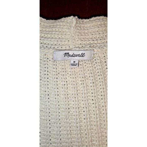 Madewell Textural-Stitch Chunky Knit V-Neck Cardigan Sweater Medium Button Up - Picture 7 of 11